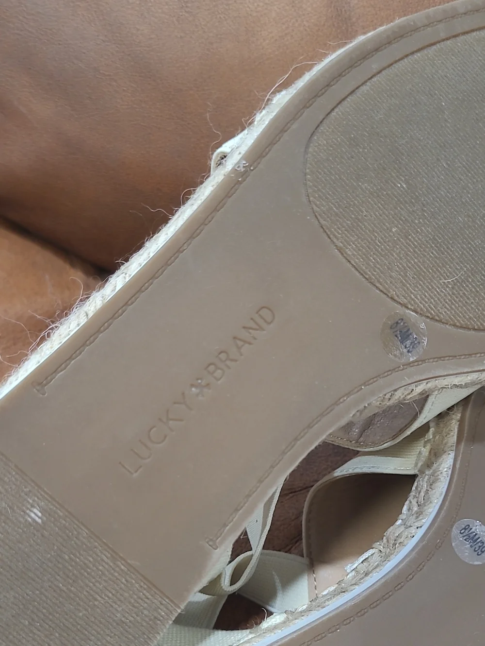 Lucky Brand Cream Cross-Strap Espadrille Slingback Flats